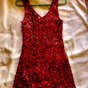 Red glitter party dress
